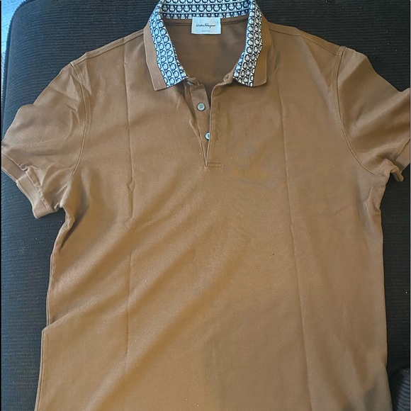 Salvatore Feraragamo Metallic Greca Collar Piqué Polo - Picture 3 of 3